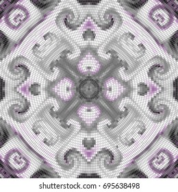 Seamless background pattern. Round decorative geometric mosaic art tile pattern.