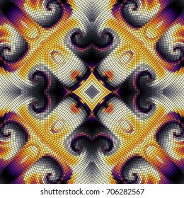 Seamless background pattern. Round decorative geometric mosaic art tile pattern.