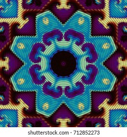 Seamless background pattern. Round decorative geometric mosaic art tile pattern.