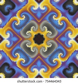 Seamless background pattern. Round decorative geometric mosaic art tile pattern