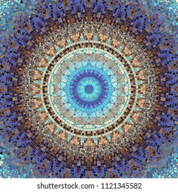 Seamless background pattern. Round mosaic art pattern of different tile textures.