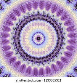 Seamless background pattern. Round mosaic art pattern of different tile textures.