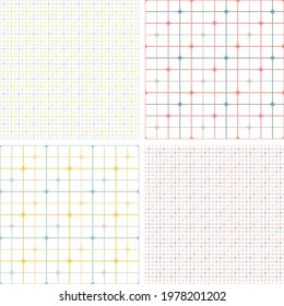 Seamless background pattern. A set of simple geometric patterns.
White background.