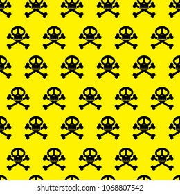 Seamless  background pattern skulls. Danger warning wallpaper. Vector illustrate.