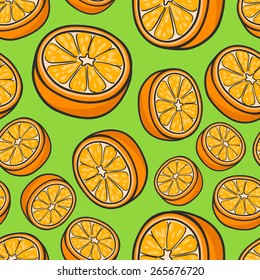 Seamless background with a pattern of a slice of orange