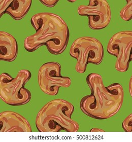 Seamless background with a pattern of sliced fried mushrooms