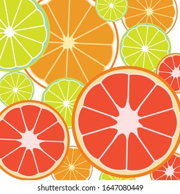 Seamless background pattern with slices of oranges and lime illustration