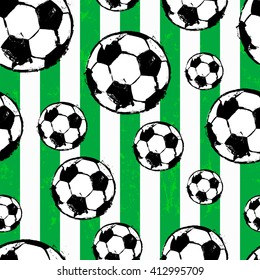 seamless background pattern, with soccer / football, paint strokes and splashes