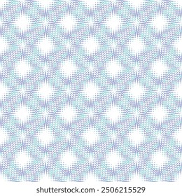 Seamless background pattern with spring blue, violet ikat wave check pattern textile design.