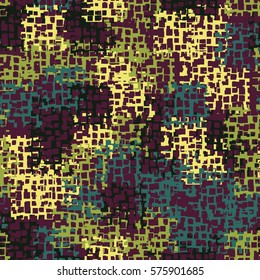 Seamless background. The pattern of squares. Chaotic Spot. Fashion camouflage. Grungy textiles.