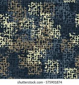 Seamless background. The pattern of squares. Chaotic Spot. Fashion camouflage. Grungy textiles.