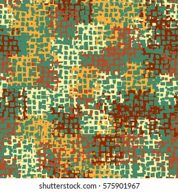Seamless background. The pattern of squares. Chaotic Spot. Fashion camouflage. Grungy textiles.
