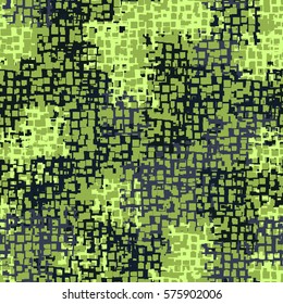 Seamless background. The pattern of squares. Chaotic Spot. Fashion camouflage. Grungy textiles.