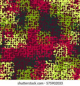 Seamless background. The pattern of squares. Chaotic Spot. Fashion camouflage. Grungy textiles.