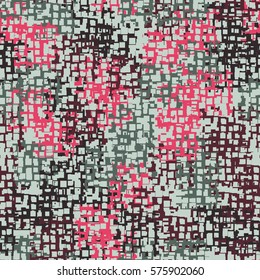 Seamless background. The pattern of squares. Chaotic Spot. Fashion camouflage. Grungy textiles.