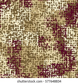 Seamless background. The pattern of squares. Chaotic Spot. Fashion camouflage. Grungy textiles.