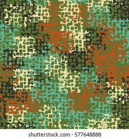 Seamless background. The pattern of squares. Chaotic Spot. Fashion camouflage. Grungy textiles.