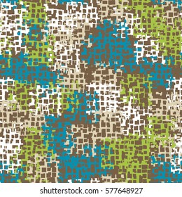 Seamless background. The pattern of squares. Chaotic Spot. Fashion camouflage. Grungy textiles.