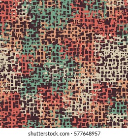 Seamless background. The pattern of squares. Chaotic Spot. Fashion camouflage. Grungy textiles.