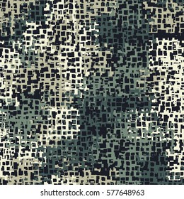 Seamless background. The pattern of squares. Chaotic Spot. Fashion camouflage. Grungy textiles.