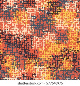 Seamless background. The pattern of squares. Chaotic Spot. Fashion camouflage. Grungy textiles.