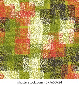 Seamless background. The pattern of squares. Chaotic Spot. Fashion camouflage. Grungy textiles.