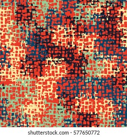 Seamless background. The pattern of squares. Chaotic Spot. Fashion camouflage. Grungy textiles.