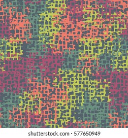 Seamless background. The pattern of squares. Chaotic Spot. Fashion camouflage. Grungy textiles.