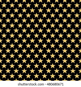 Seamless background pattern of stars. Black background with gold stars. vector