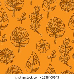 Seamless background with a pattern of stylized leaves.