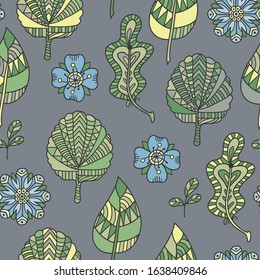 Seamless background with a pattern of stylized leaves.