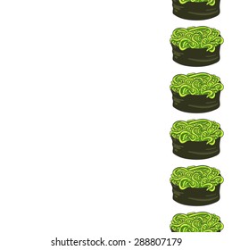 Seamless background with a pattern of sushi with hiyashi wakame