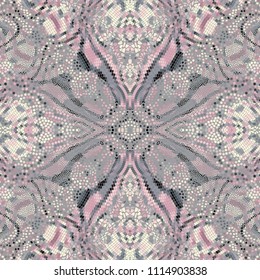 Seamless background pattern. Symmetric mosaic art pattern of different tile textures. Art Nouveau style.