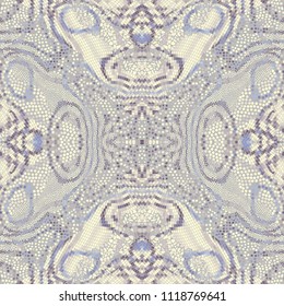 Seamless background pattern. Symmetric mosaic art pattern of different tile textures. Art Nouveau style.