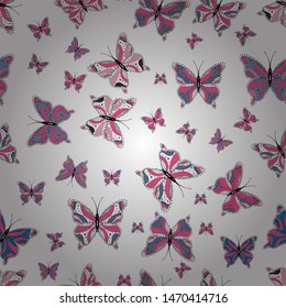 A seamless background pattern with tender teal in pink, white and black abstract watercolor butterflies. Vector illustration. Repeat print. Endless.