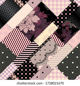 Seamless background pattern. Textile ligerie patchwork pattern. Vector image