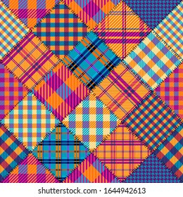 Seamless background pattern. Textile patchwork pattern. Vector image