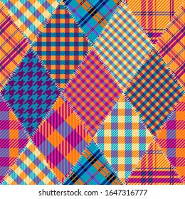 Seamless background pattern. Textile patchwork pattern. Vector image