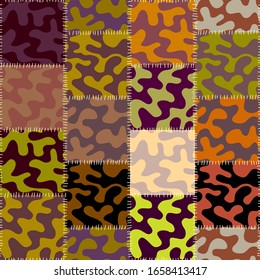 Seamless background pattern. Textile patchwork pattern in military style. Vector image