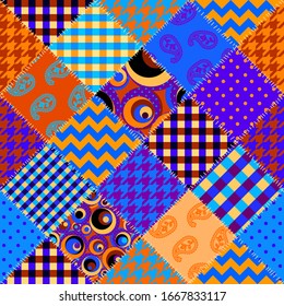Seamless background pattern. Textile patchwork pattern. Vector image