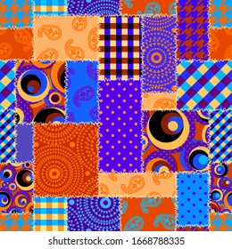 Seamless background pattern. Textile patchwork pattern. Vector image