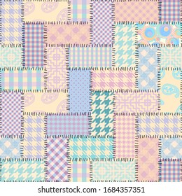 Seamless background pattern. Textile patchwork pattern in pastel colors. Vector image