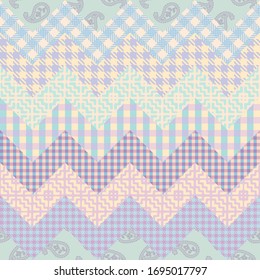 Seamless background pattern. Textile patchwork pattern in pastel colors. Vector image