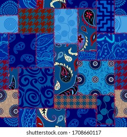 Seamless background pattern. Textile patchwork pattern. Vector image