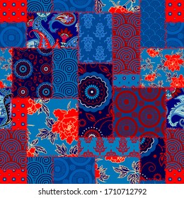 Seamless background pattern. Textile patchwork pattern. Vector image