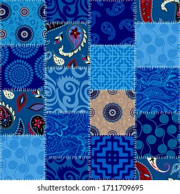 Seamless background pattern. Textile patchwork pattern. Vector image