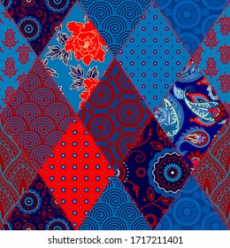 Seamless background pattern. Textile patchwork pattern. Vector image