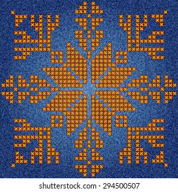 Seamless background pattern. Texture of denim fabric with embroidery