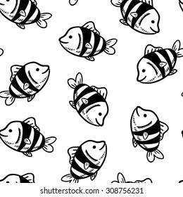 Seamless background with a pattern of a tropical fish