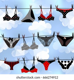 Seamless background pattern. Underwear pattern on a sky background.
